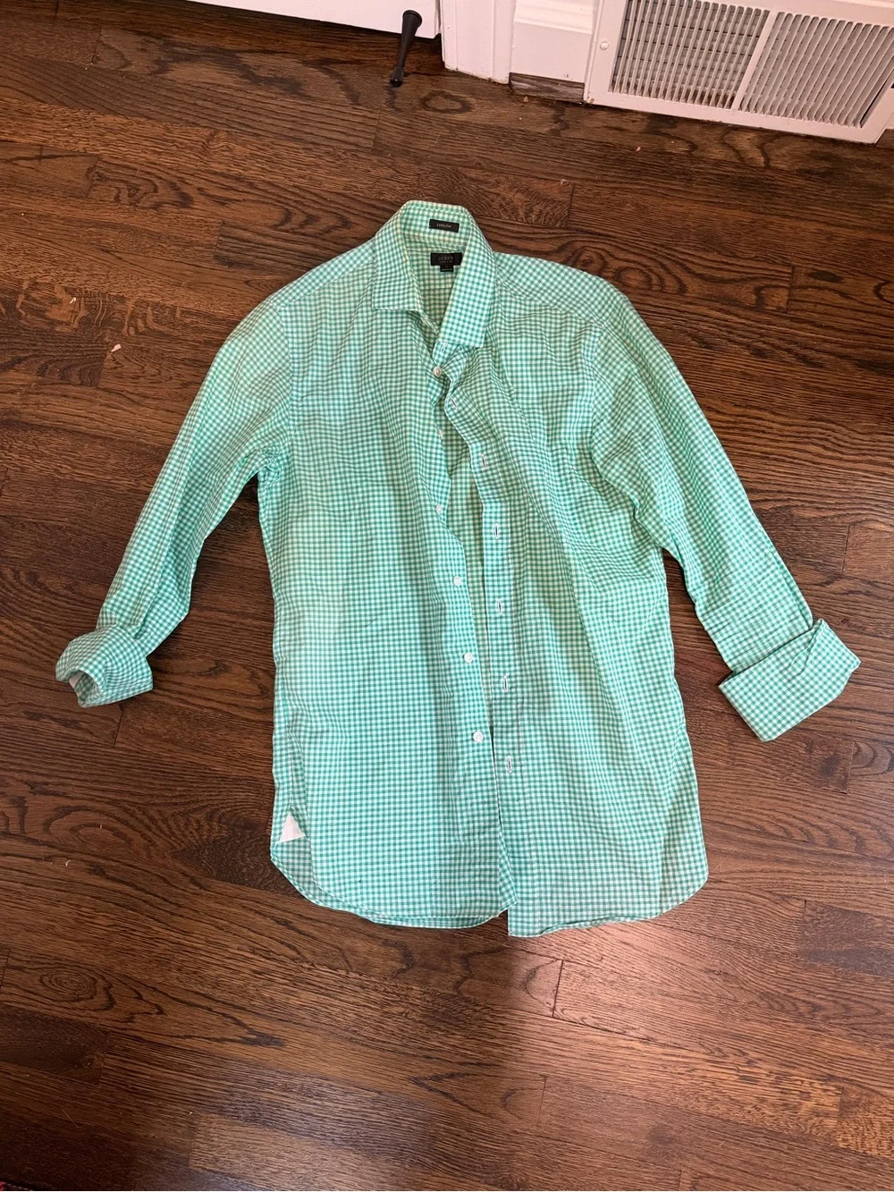 J. Crew Light Green Gingham Button-Down Shirt
